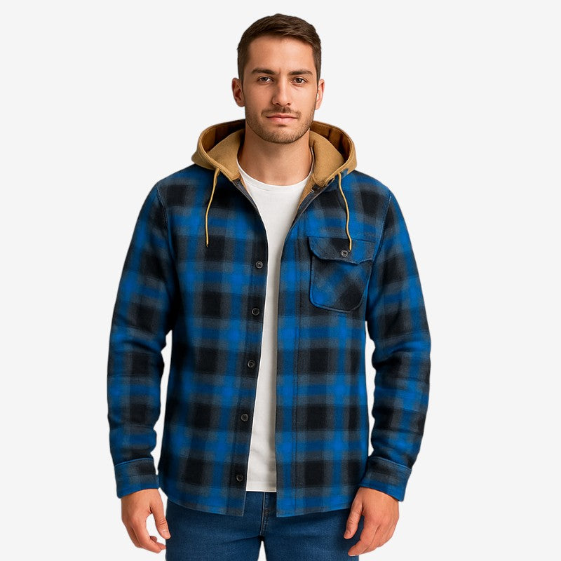 Veste à carreaux classique avec manches longues et poches boutonnées