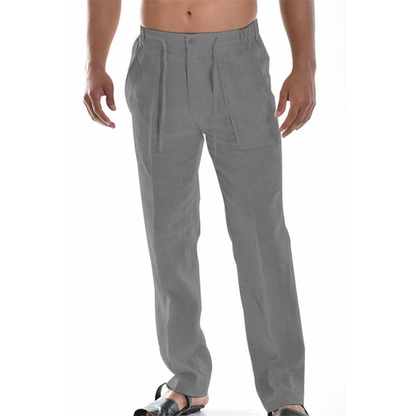 Pantalon Lin Relâché pour Homme Beige