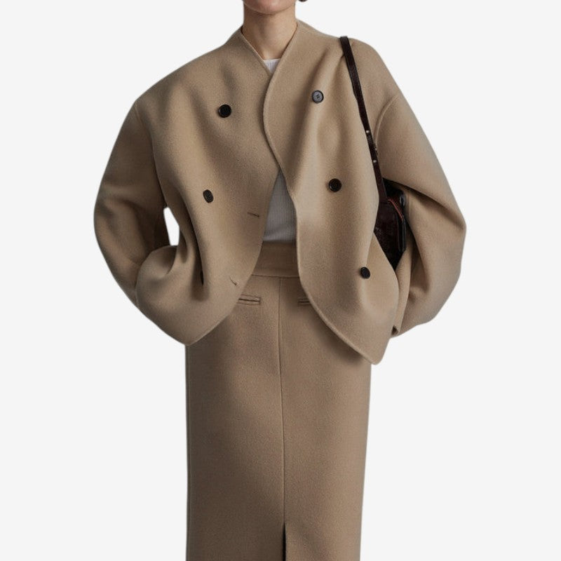 Veste femme classique à boutons doubles taille libre