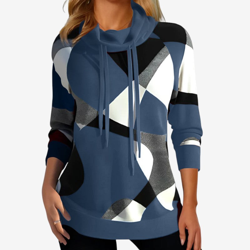 Sweat-shirt femme tendance à manches longues et col haut