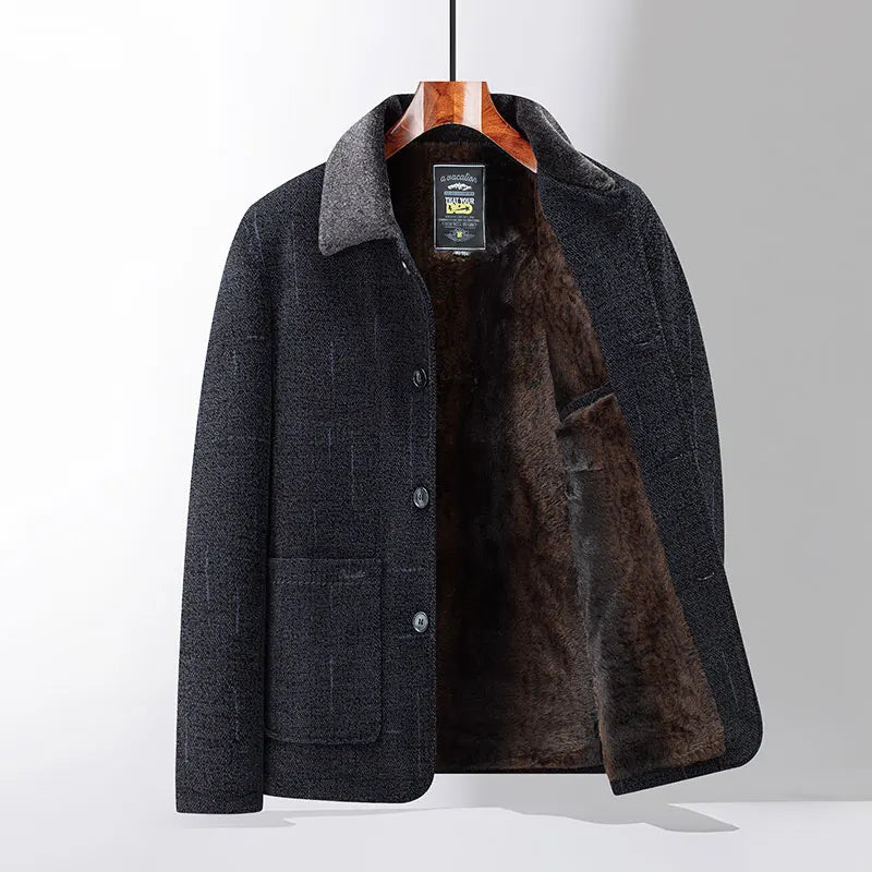 Manteau Hiver Luxe Homme Fourrure Gris