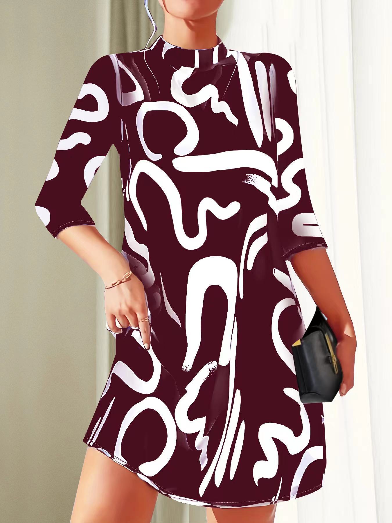 Robe Femme Automne Chic avec Imprimé Fashion