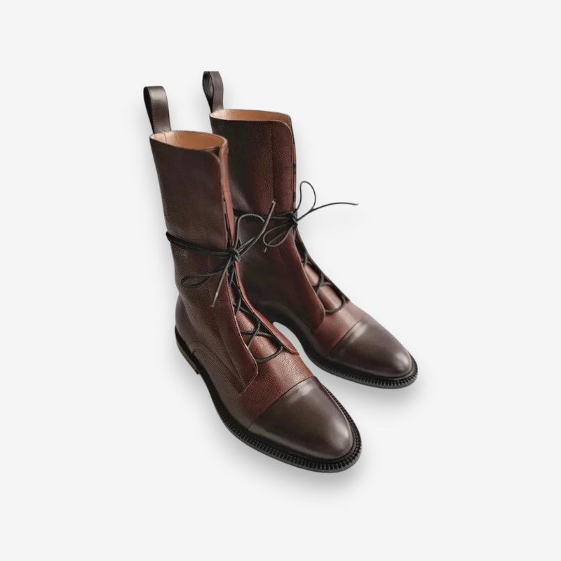 Bottines Femme Élégantes à Lacets Hautes et Semelles Stables
