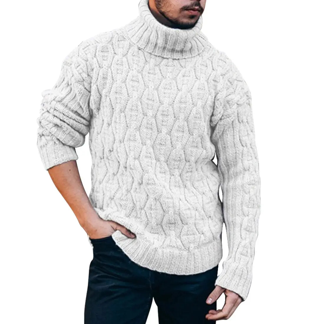 Pull Homme Laine Grise Col Roulé Douillet