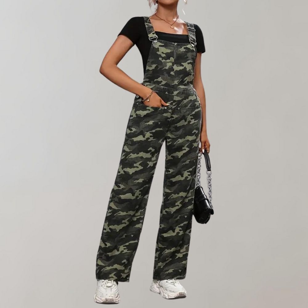 Pantalon Femme Militaire Vert Foncé avec Poches Réglables - LuxeStyle