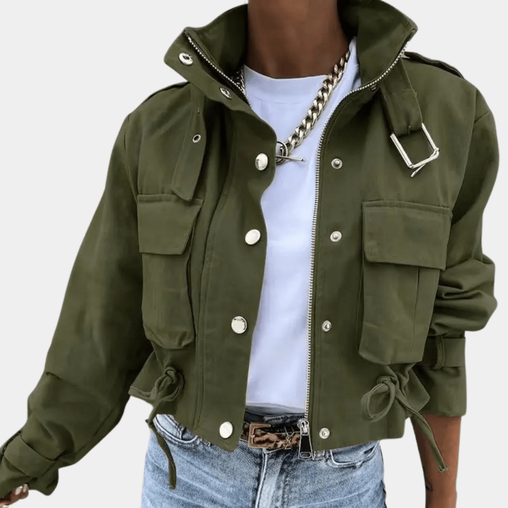 Veste Femme Floral Élégante Manches Longues Fermeture Éclair