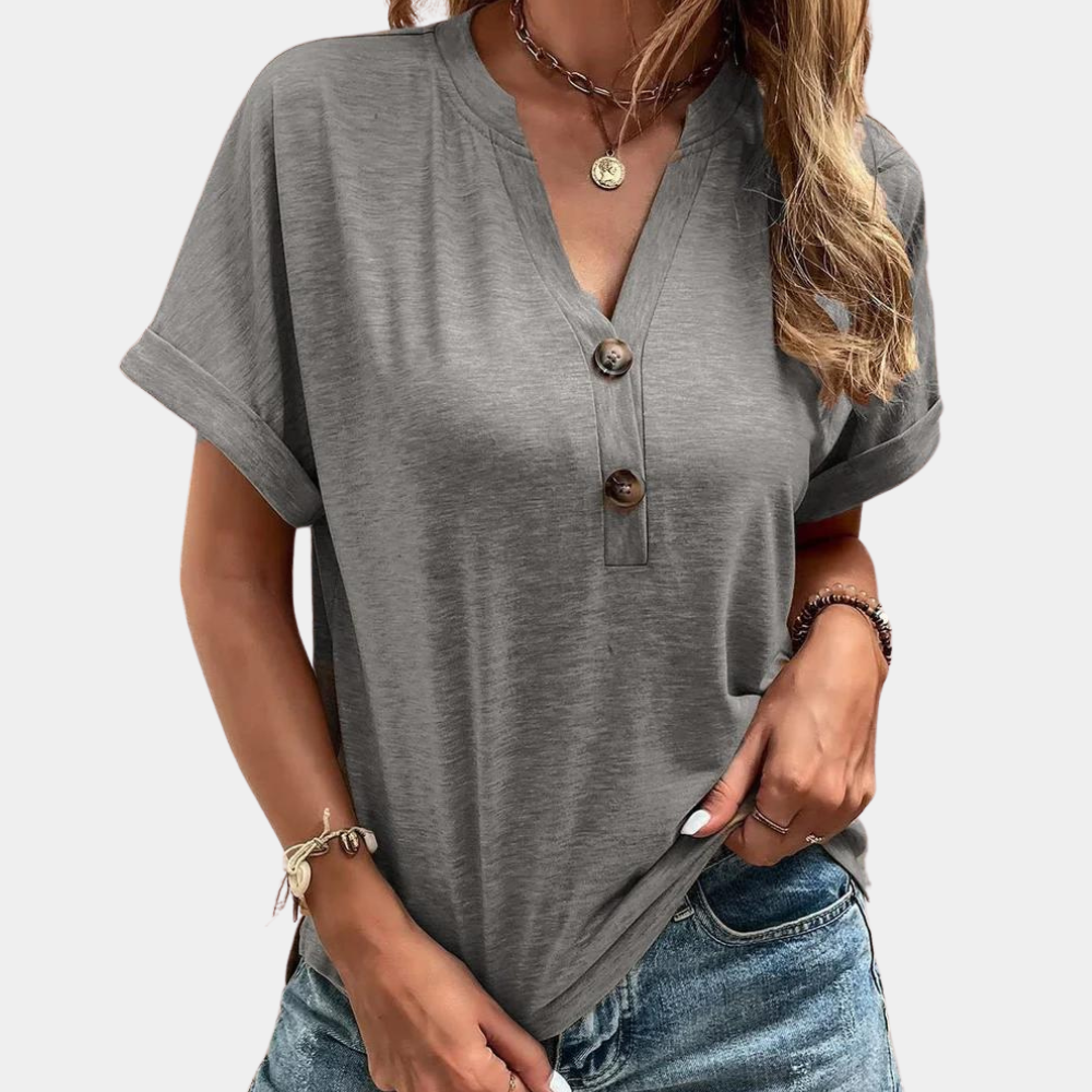 T-shirt Femme Décontracté Col V Manches Courtes