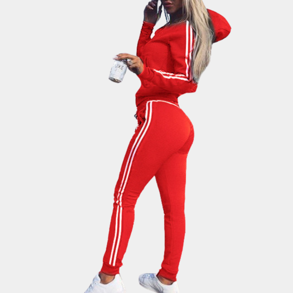 Tenue Sport Femme Gris Rayé Élégante