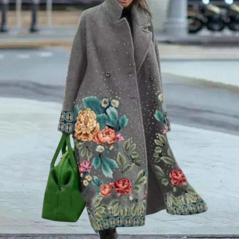 Manteau Femme Hiver Long À Carreaux Élégant