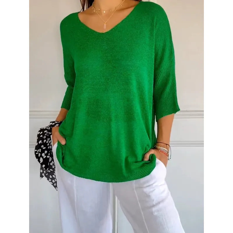 Pull Femme Rose Manches Courtes Élégant