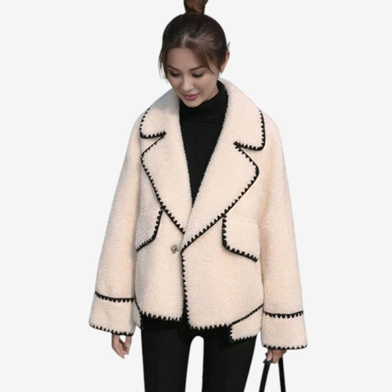 Blouson Hiver Polaire Élégant Col Revers