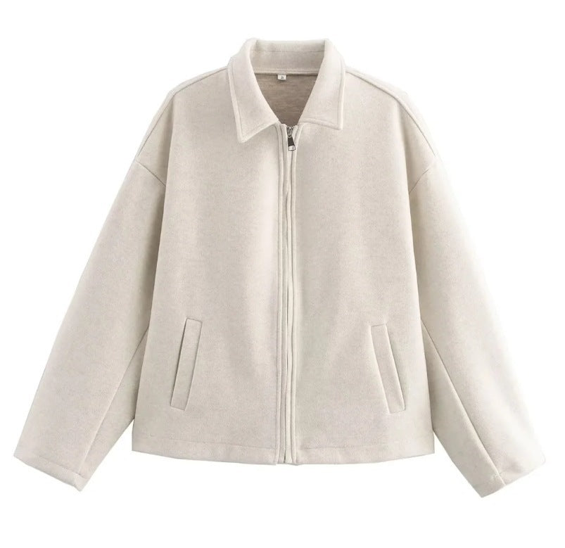 Veste Femme Court Style Élégant en Laine Mélange