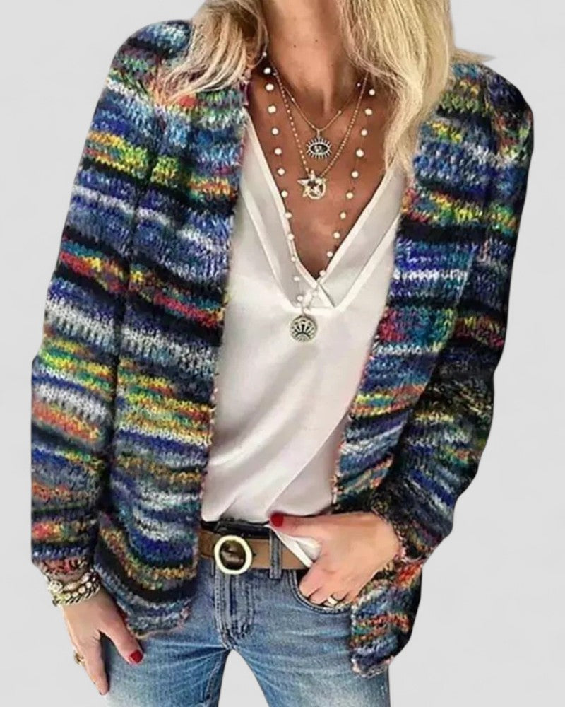 Cardigan tricoté multicolore pour femmes