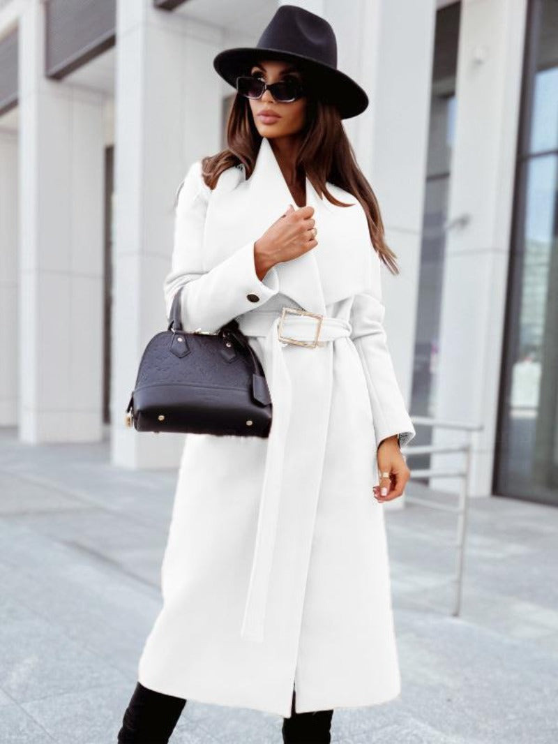 Manteau femme élégant mi-long en beige
