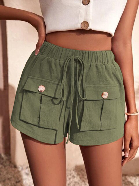 Short Décontracté Lin Corail pour Femme
