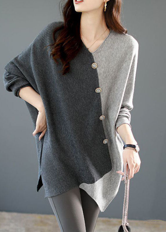 Pull-over femme décontracté à manches longues colorblock - LuxeStyle
