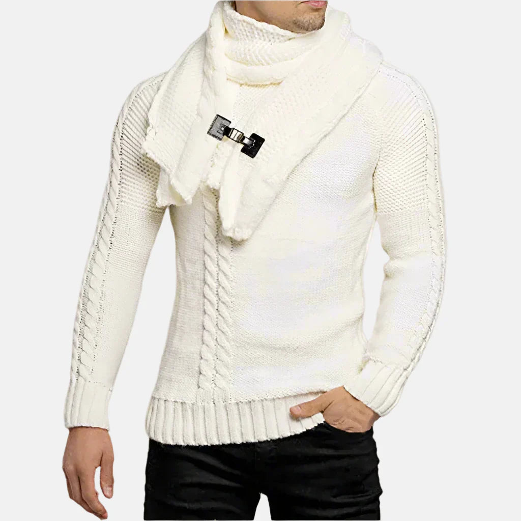 Pull Col Roulé Câble Élégant Hiver Homme