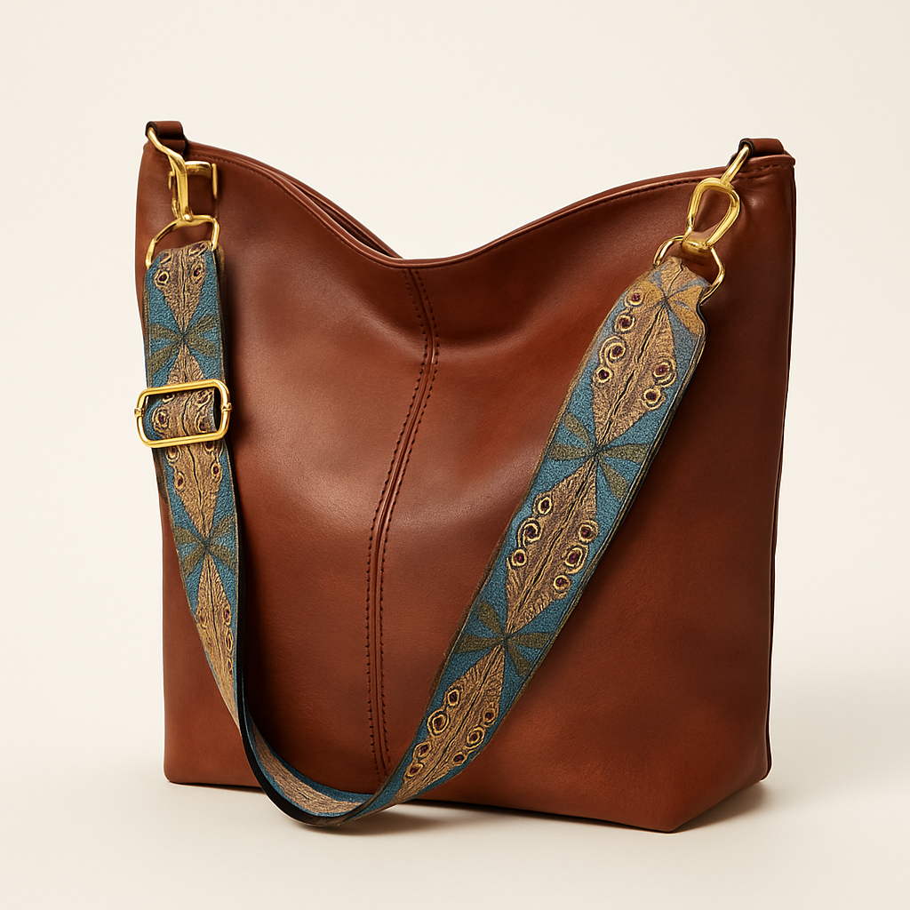Sac à Main Femme Élégant - Cuir Doux avec Bandoulière Décorée & Style Naturel Chic