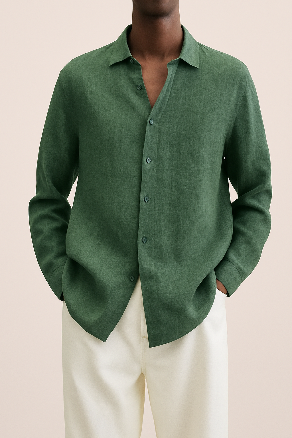 Chemise Homme Lin Clair Manches Longues