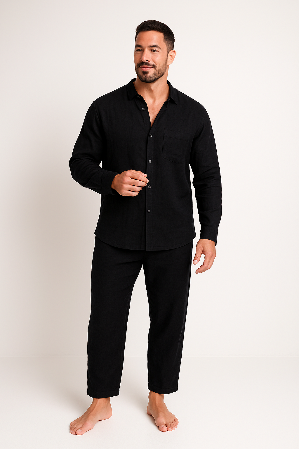 Tenue Homme Été : Chemise Relaxe et Pantalon Linéaire