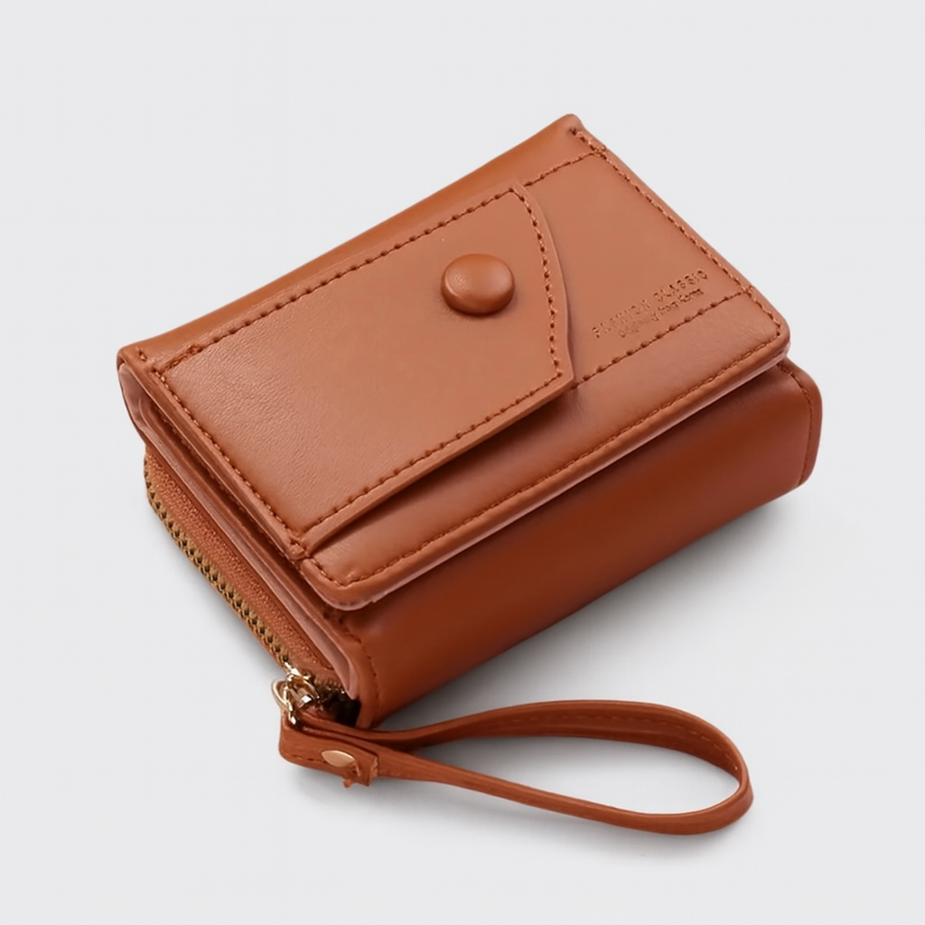 Portefeuille Femme Élégant avec Fermeture Zippée et Poignée