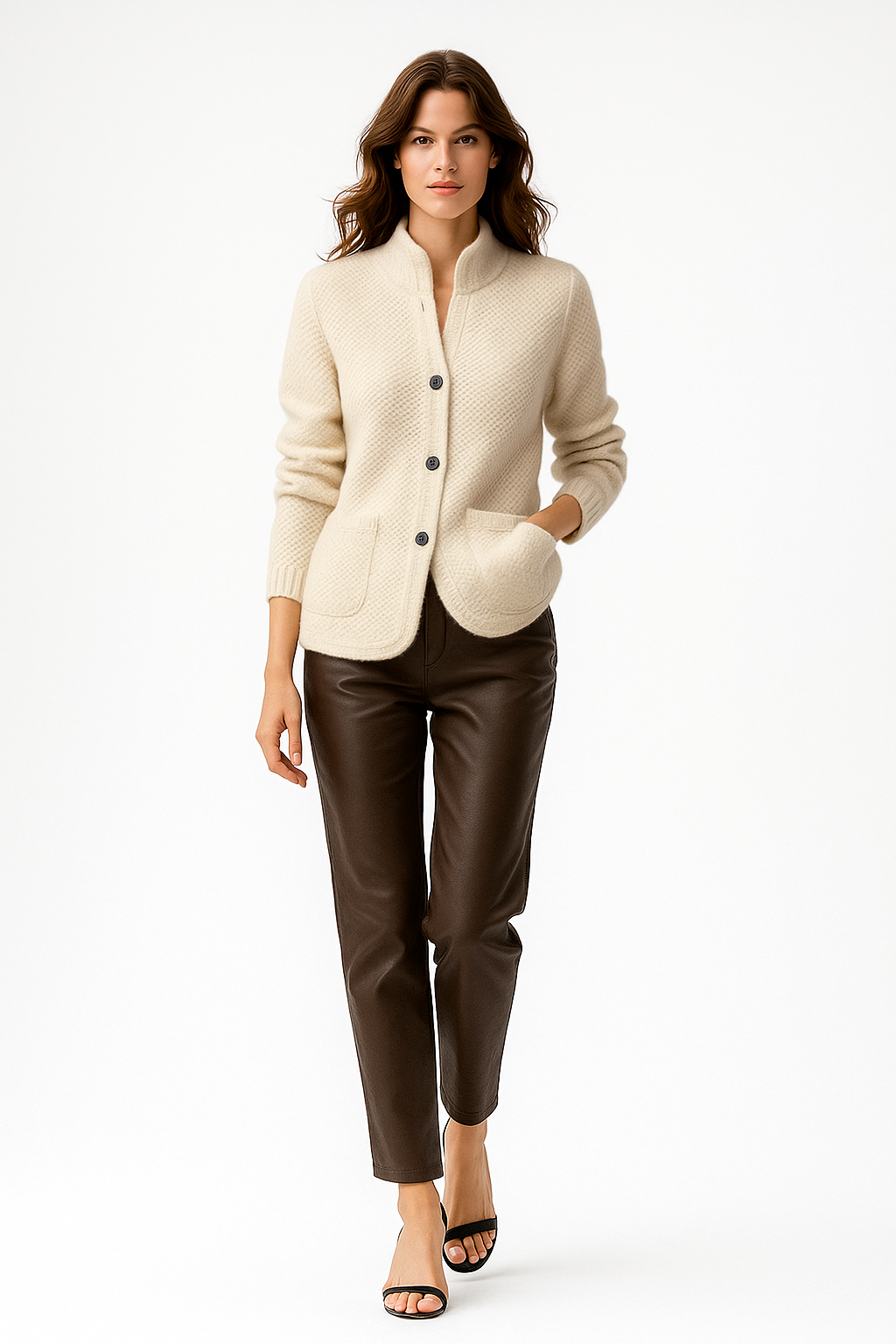 Cardigan femme douillet épais largement découpé
