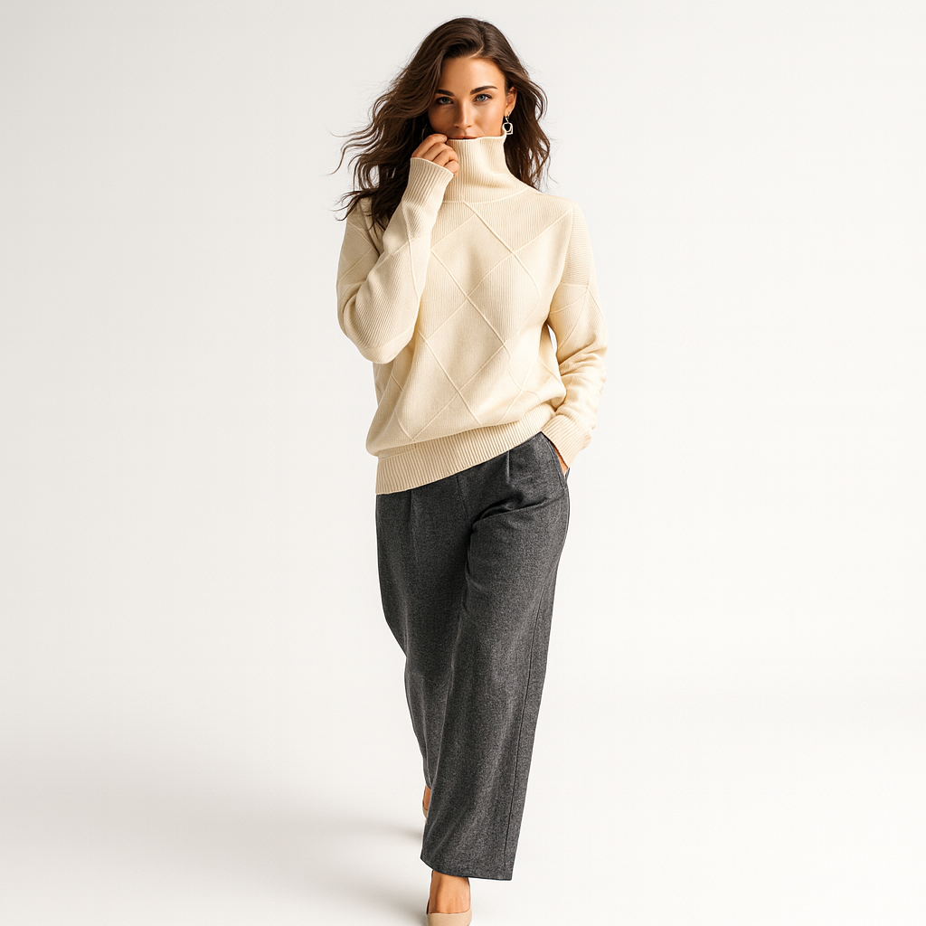 Pull Femme Col Montant Chaud et Confortable