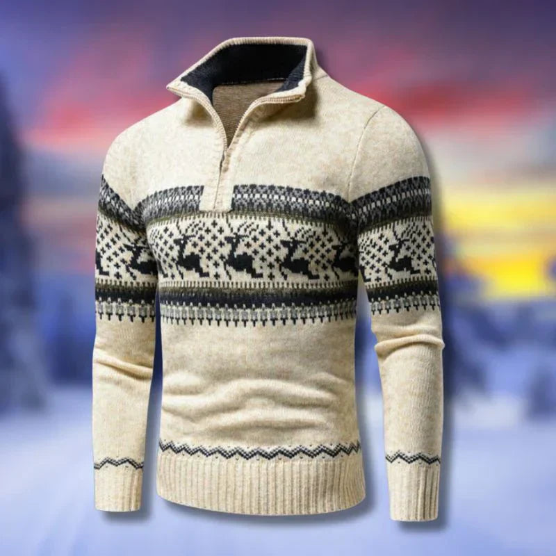 Pull en laine rouge décontracté à motifs hivernaux pour homme