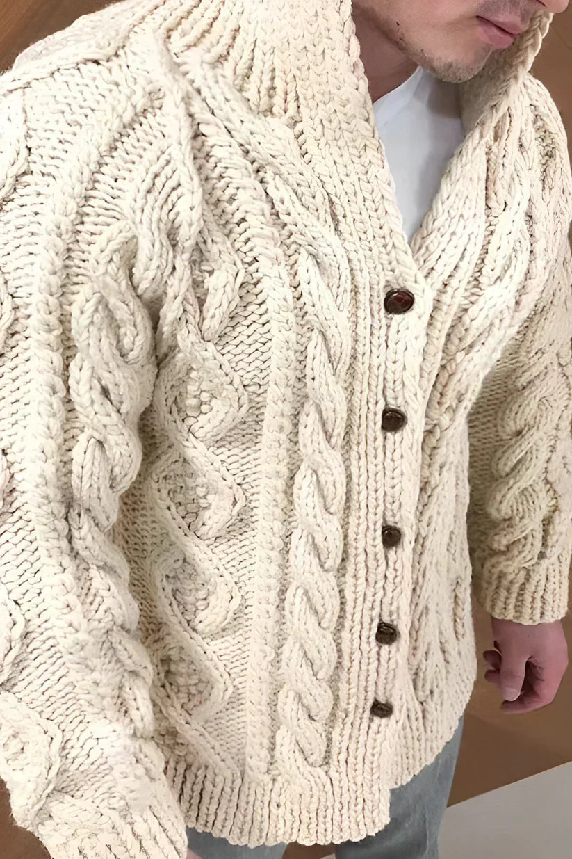 Gilet Homme Tricot Câble Élégant Oversize