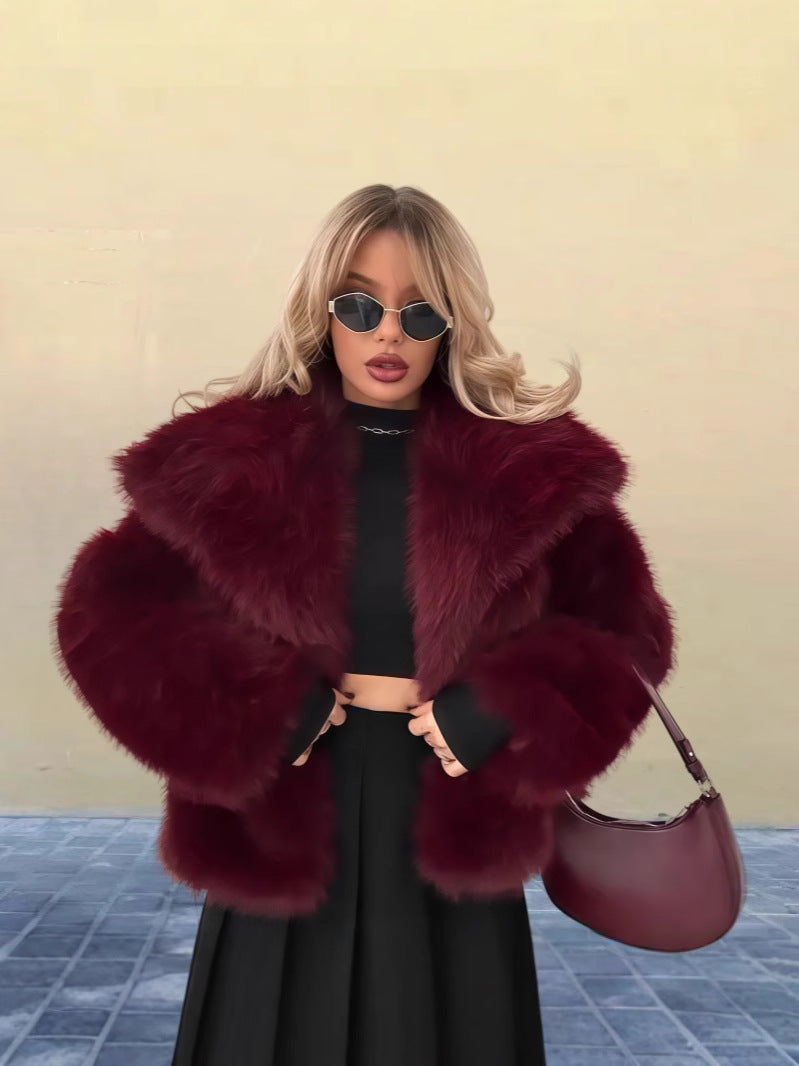Manteau Femme Hiver – Parka Longue en Fourrure Synthétique avec Col Monte et Coupe Détendue