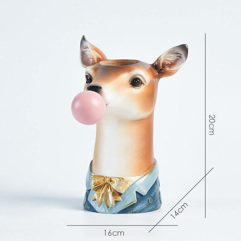Vase Floral Coloré avec Animaux Amusants