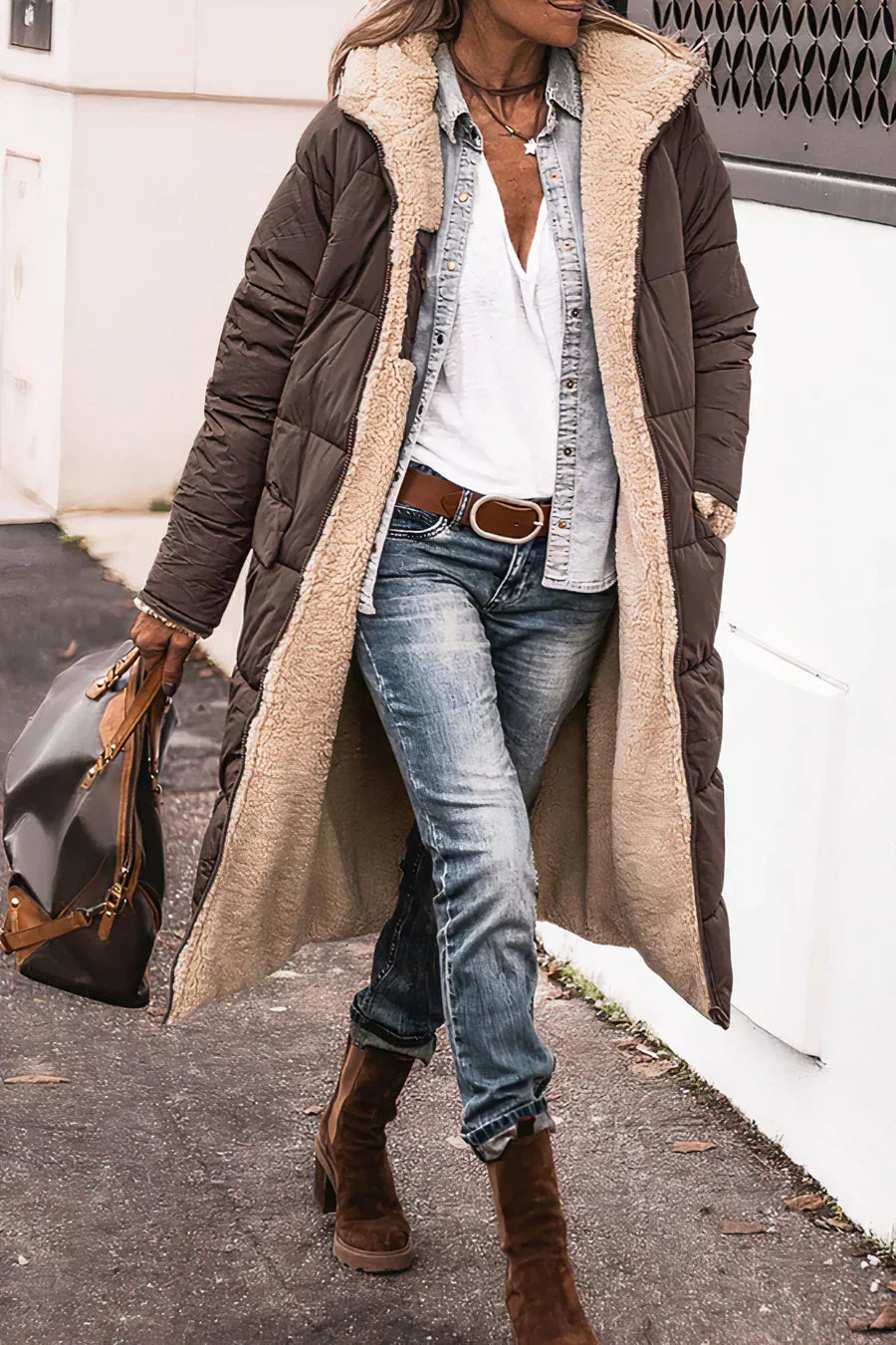 Manteau Femme Hiver Réversible Chic et Doux