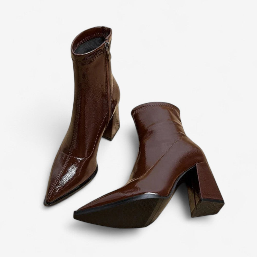 Bottines Chic à Talon Bloc avec Fermeture Éclair