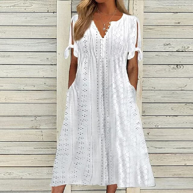 Robe Été Fraîche Manches Courtes Pour Femme