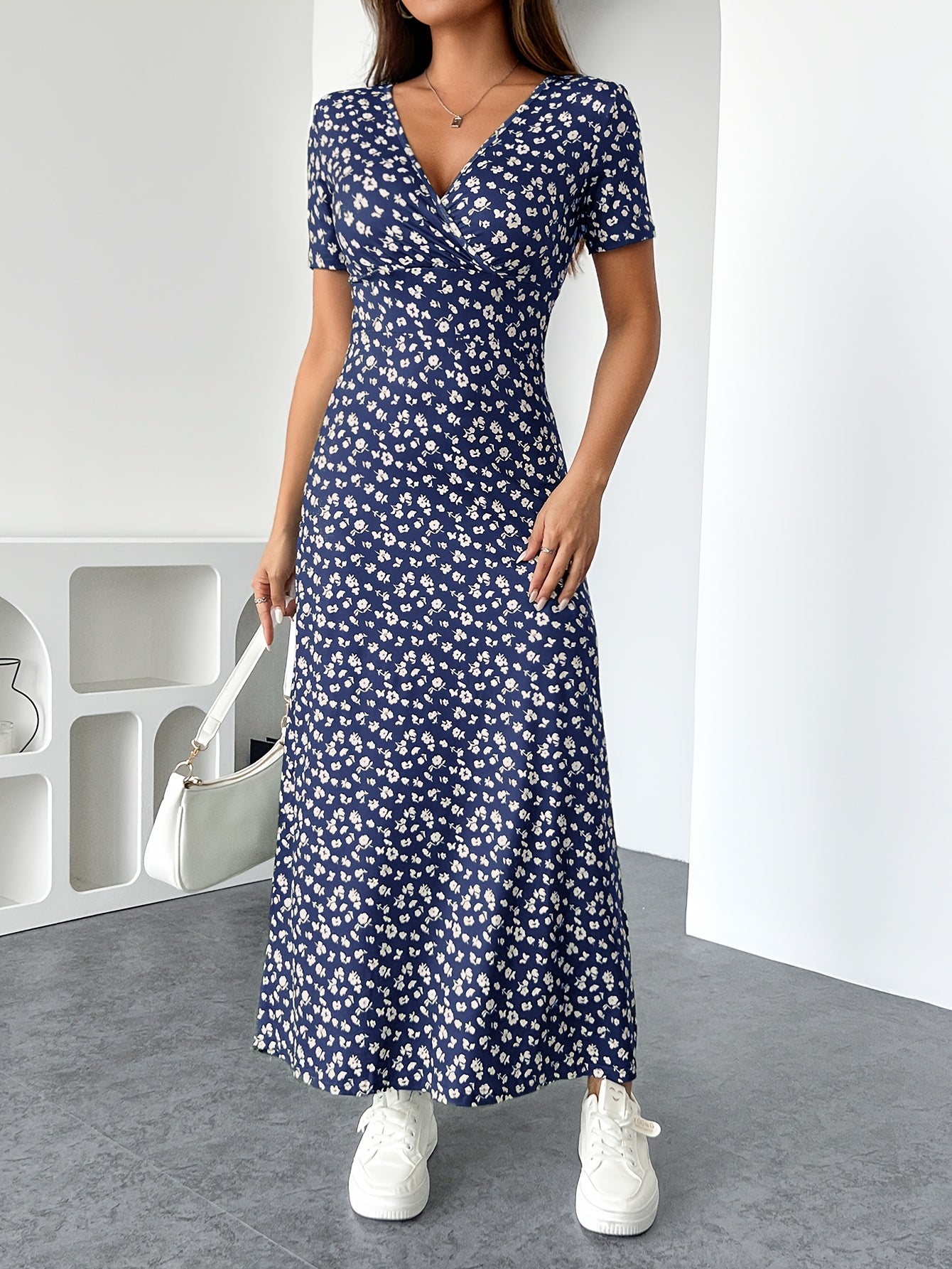 Robe Été Femmes Fleurs – Robe Longue Légère Élégante pour Dame