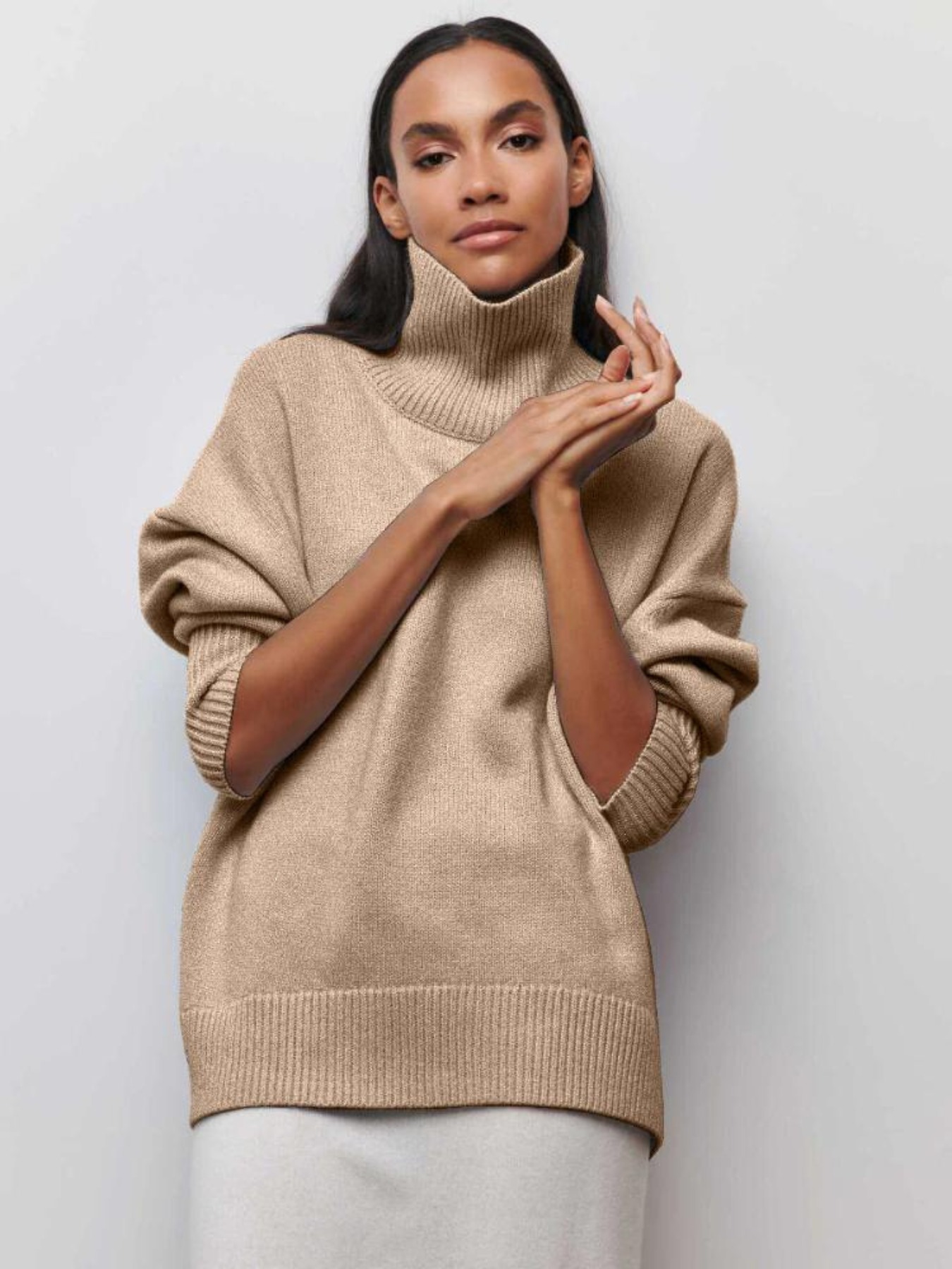 Pull Femme Laine Douce Col Rond Châtain
