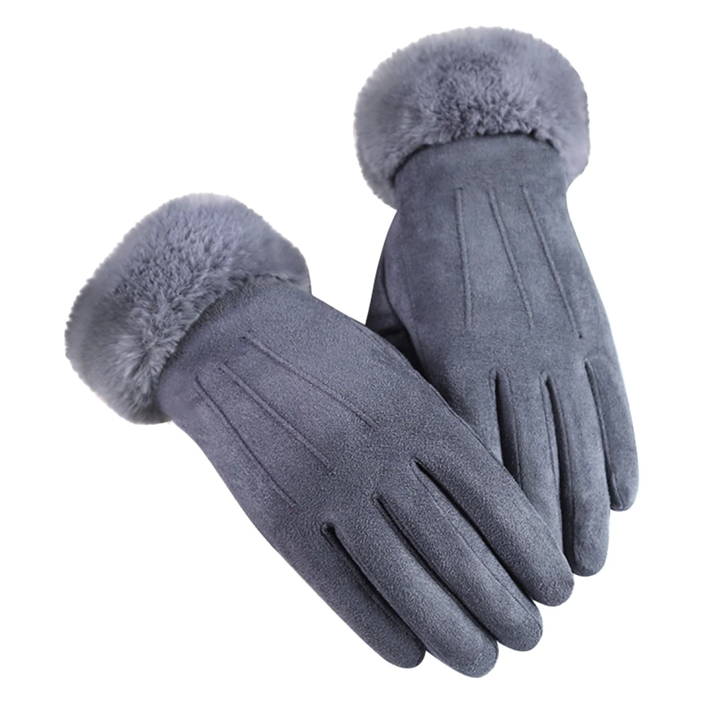 Gants Femmes Hiver Douillets avec Poignet Élastiqué