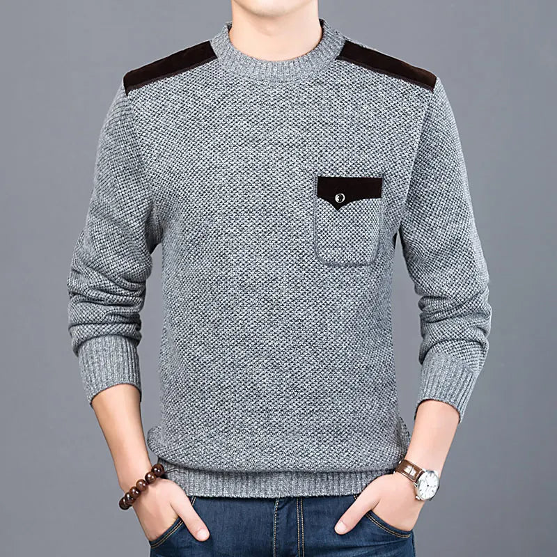 Pull Homme Col Rond Décontracté avec Ourlets Texturés
