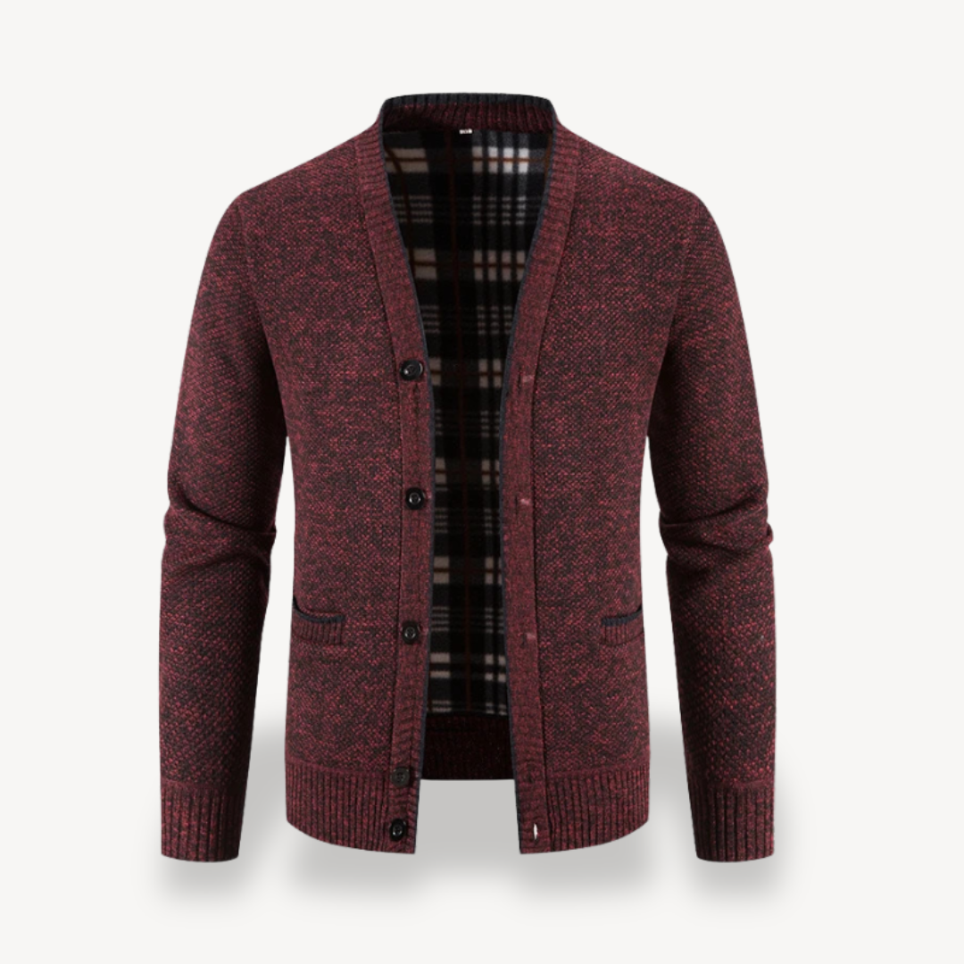Gilet cardigan à boutons doublé polaire pour homme