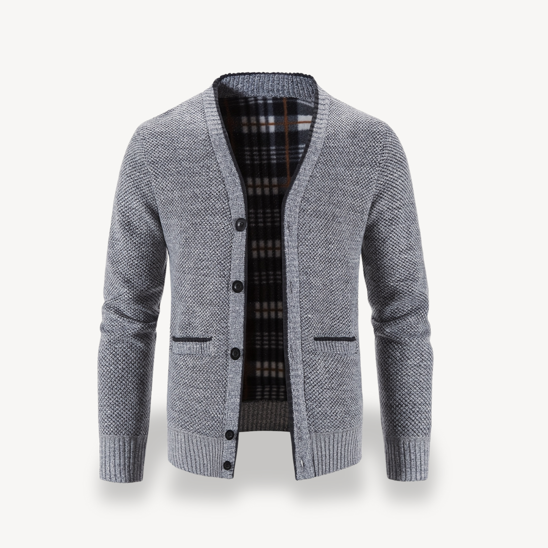 Gilet cardigan pour homme avec doublure à carreaux