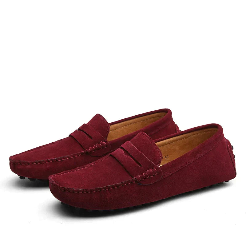 Mocassins cuir brun homme, semelle caoutchouc renforcée