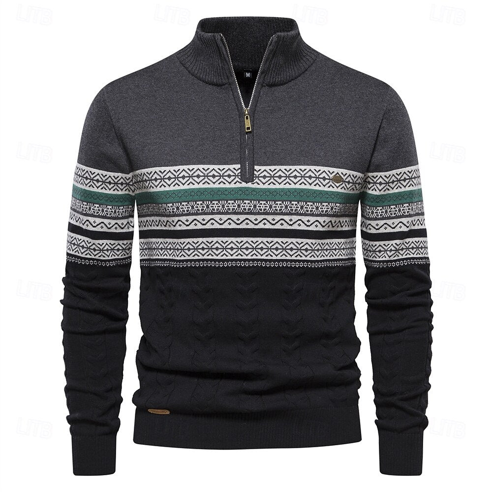 Pull Homme Hiver Tricot Élégant Slim Fit Côtelé