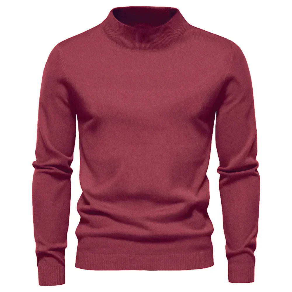 Pull Homme Laine Noire Col Roulé Classique