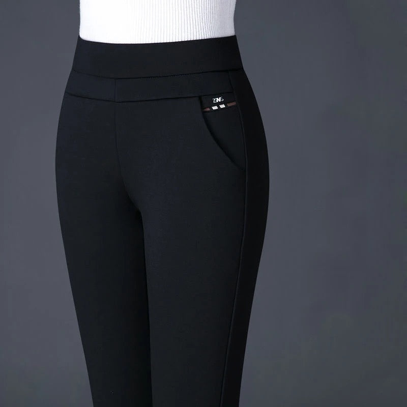 Pantalon à rayures femme tailleur noir élégant