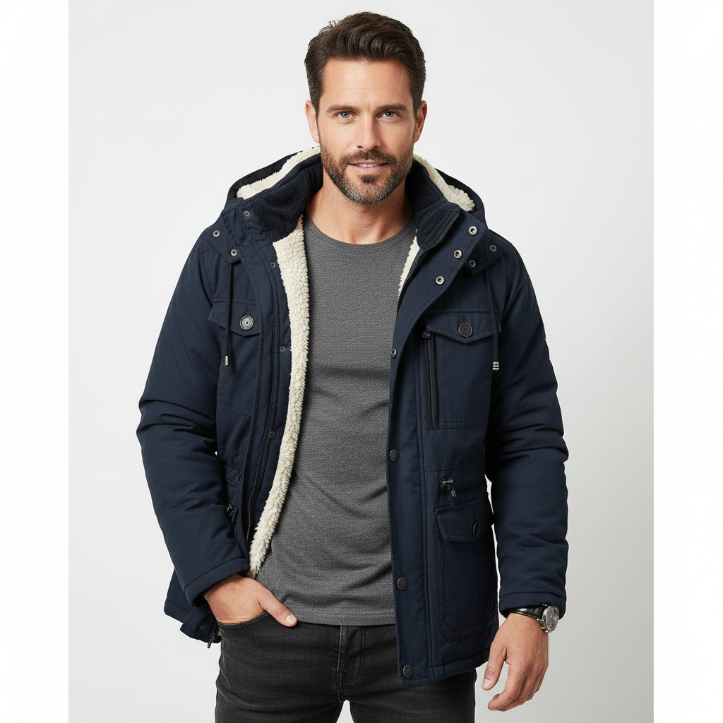 Parka Hiver Homme Veste à Capuche Parka Militaire Élégant