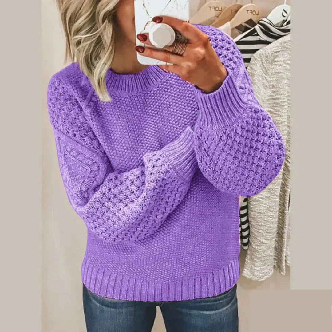 Pull Femme Élégant en Laine Chaude à Manches Longues