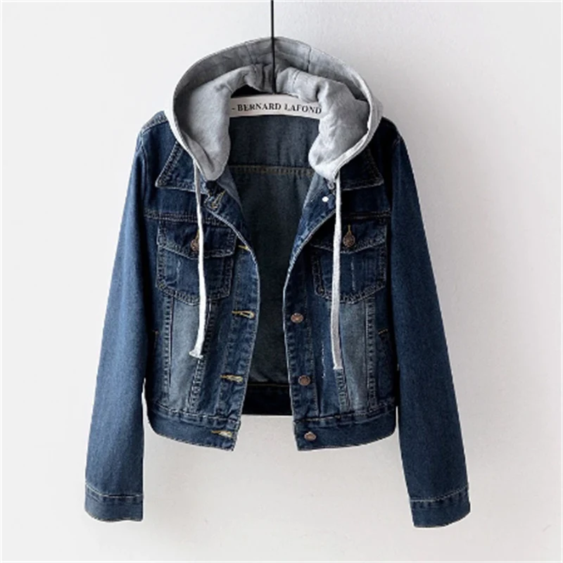 Blouson Jean Dénim Féminin avec Capuche