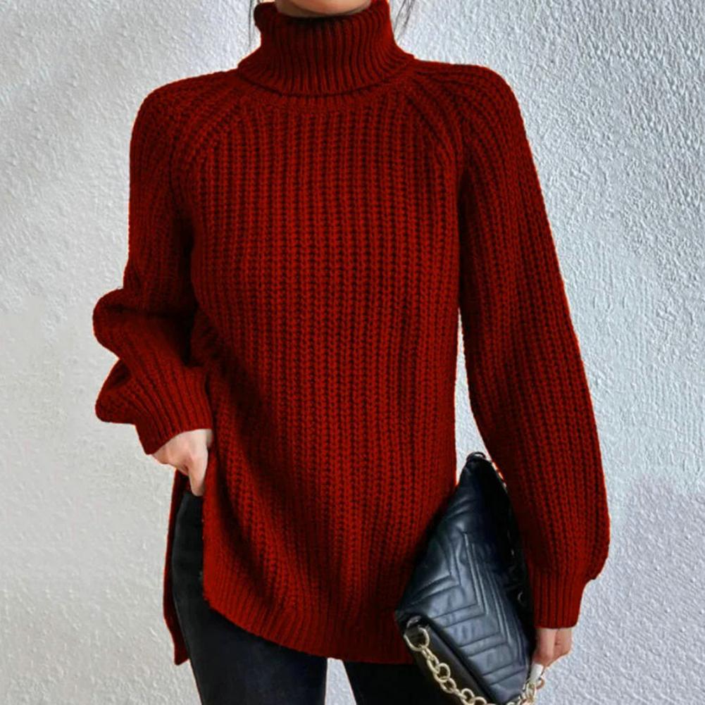 Pull à Col Roulé Douillet pour Femme - Haut d'Hiver Confortable avec Manches Élégantes