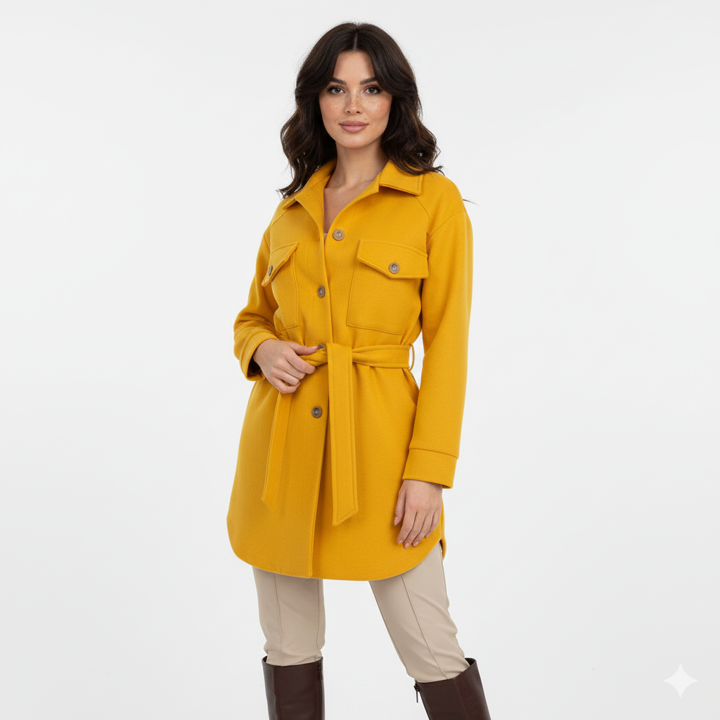 Veste Polo Féminine – Style Détendu à Col Relevé & Fermeture Boutons