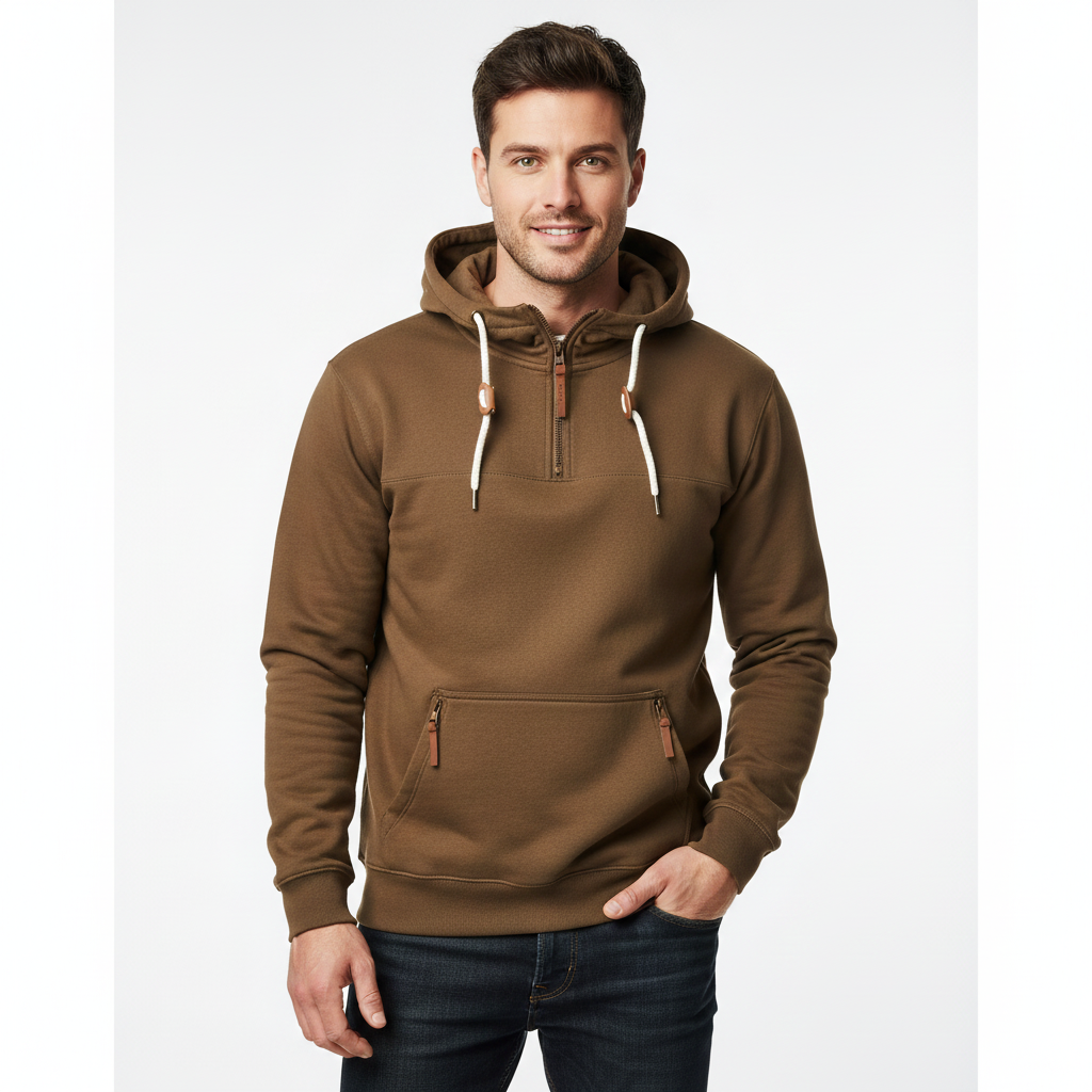Hoodie Homme Hivernal – Sweat à Capuche Douillet avec Poches Fermetures Éclair & Look Dynamique
